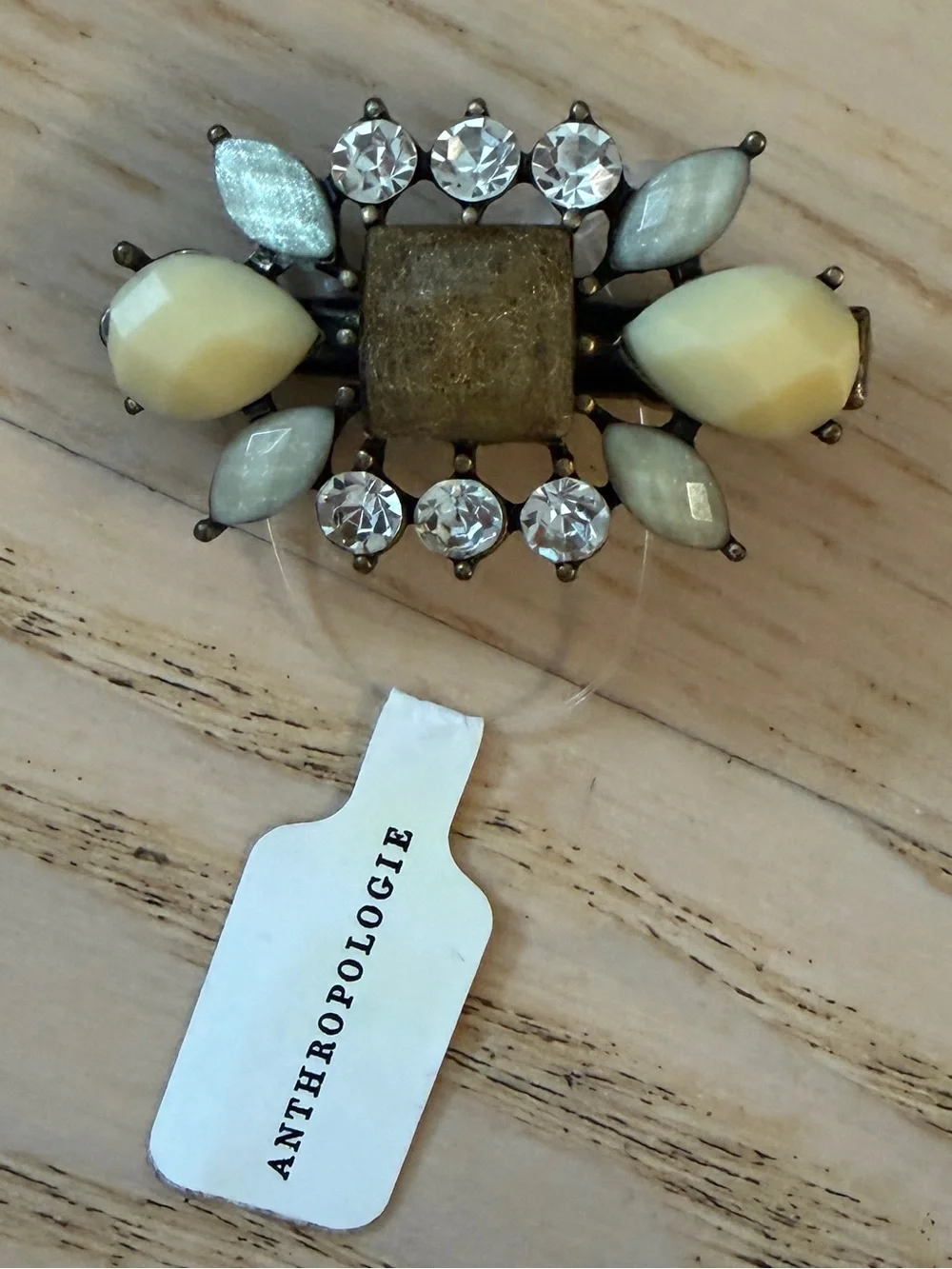 Anthropologie Vintage-Inspired Hair Clip w/ Neutral Rhinestones and Stones